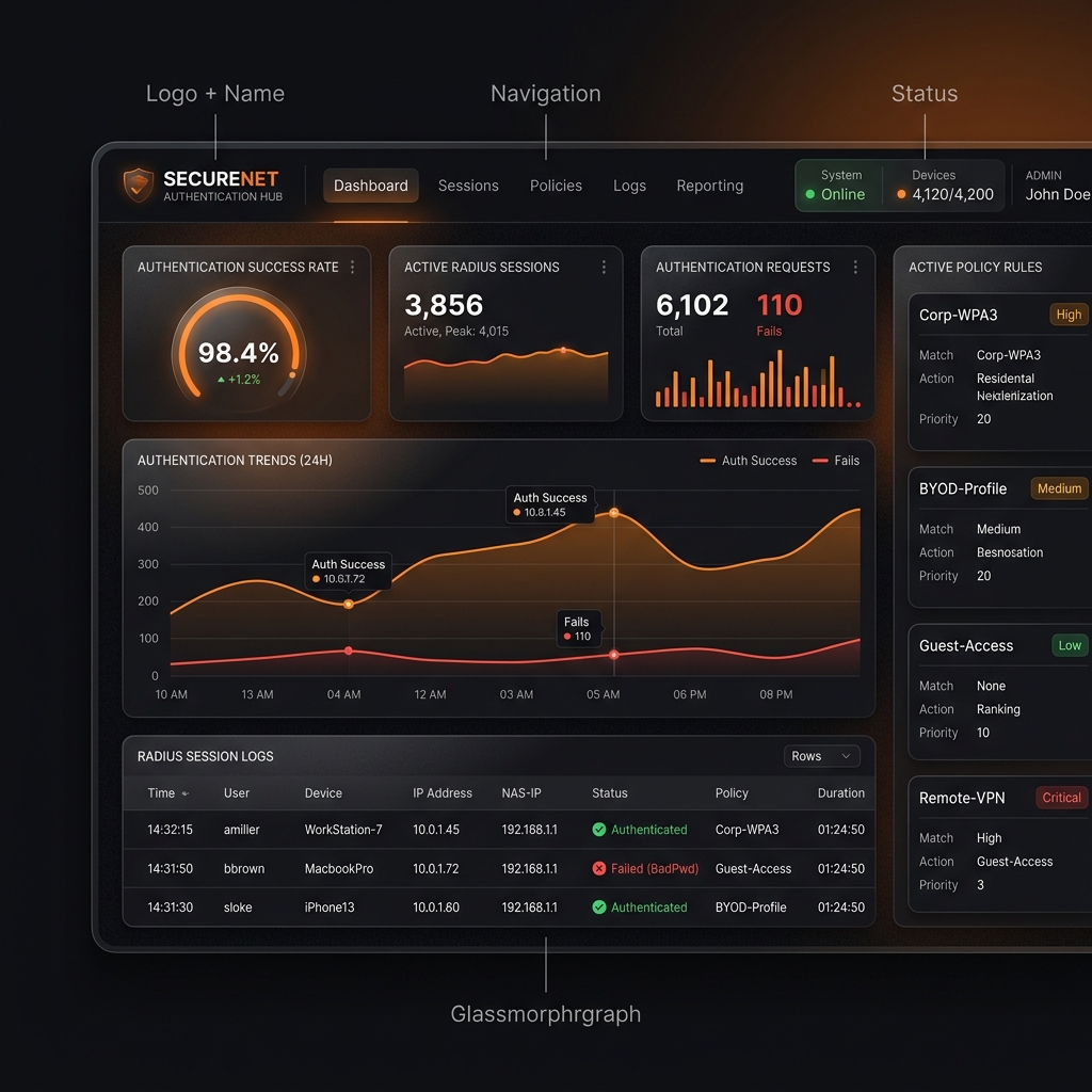 AAA / RADIUS Dashboard
